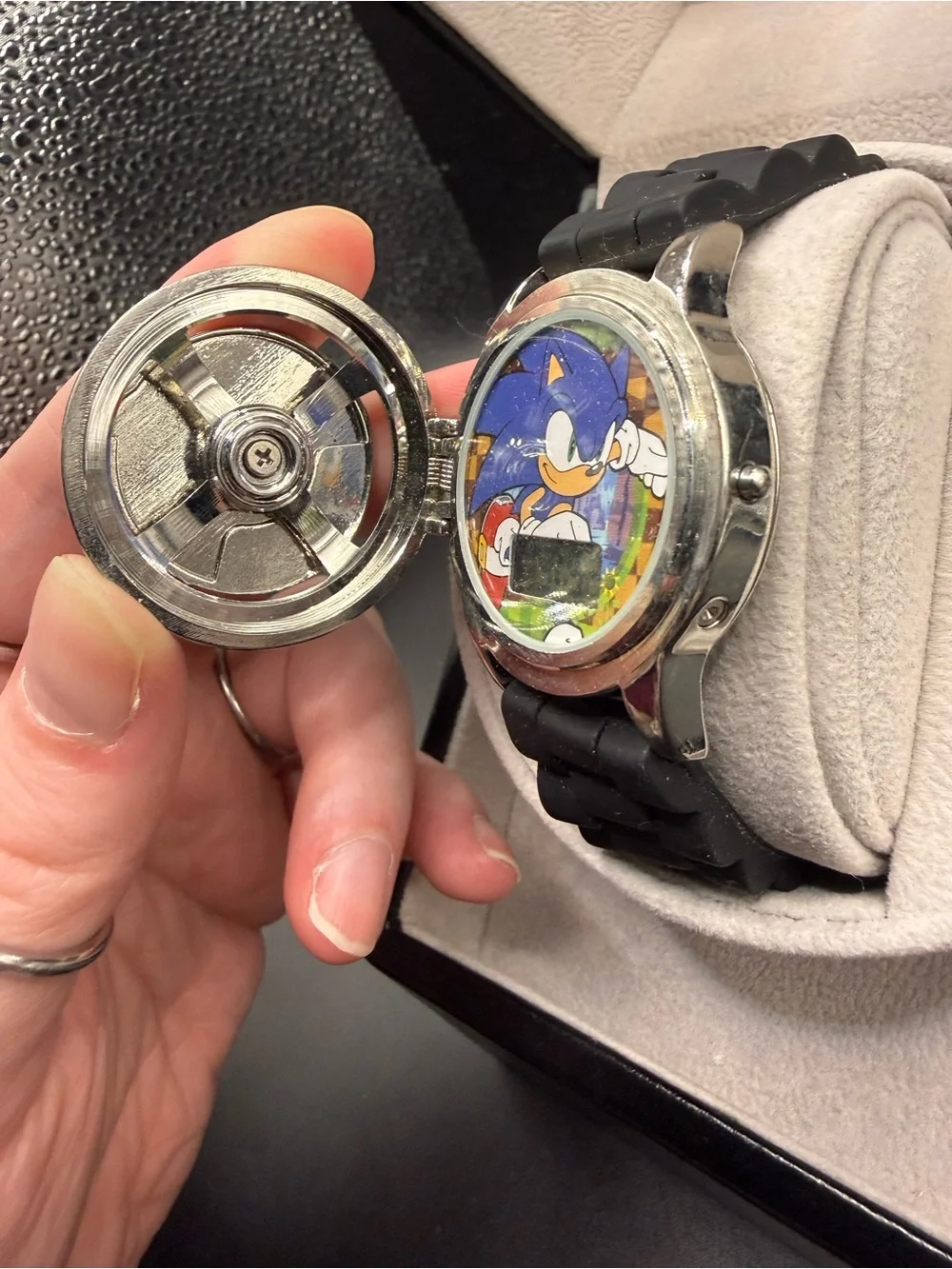 Sonic Spinner Flip Watch SNC4188CV 36.4mm Digital Working No Strap Keeper 19.5mm